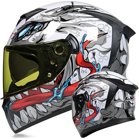 Casco Per Moto Integrale Omologato ECE Con Grafiche Casco Integrale Moto  Per Donna E Uomo Con Visiera Parasole Casco Per Scooter Da Motocross A,M :  Amazon.it: Auto e Moto