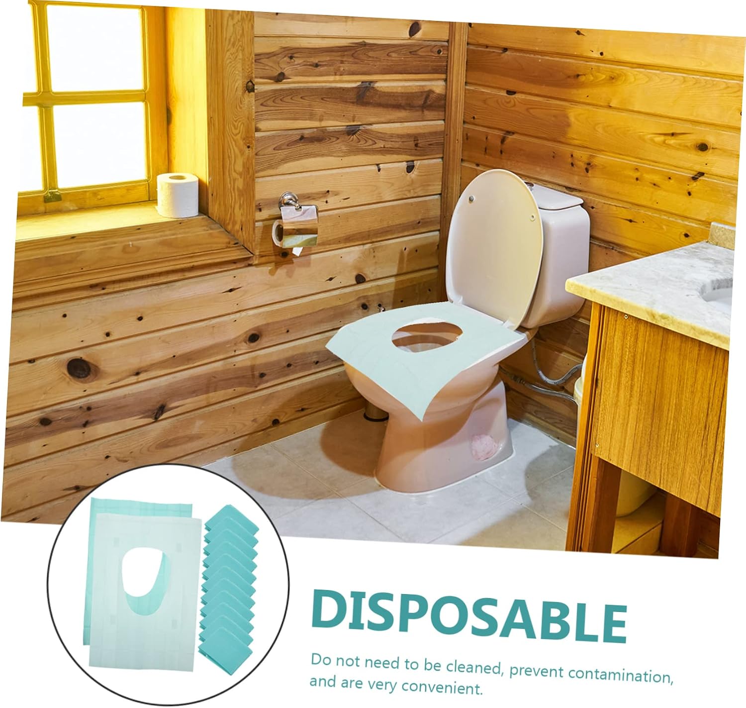 KICHOUSE 50pcs Disposable Toilet Seat Covers Portable Mat for Home Travel and Public Restrooms Extra Disposable