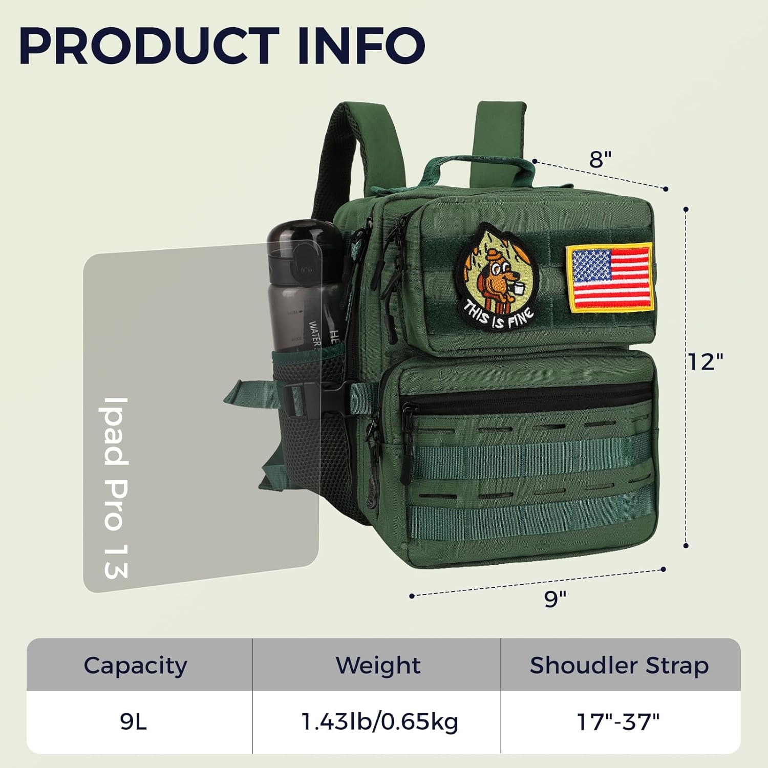 9L Mini Tactical Backpack for Men Women,Small Military Tactical Backpack for Sport,Gym,Hiking,Travel,Camping (Army Green)