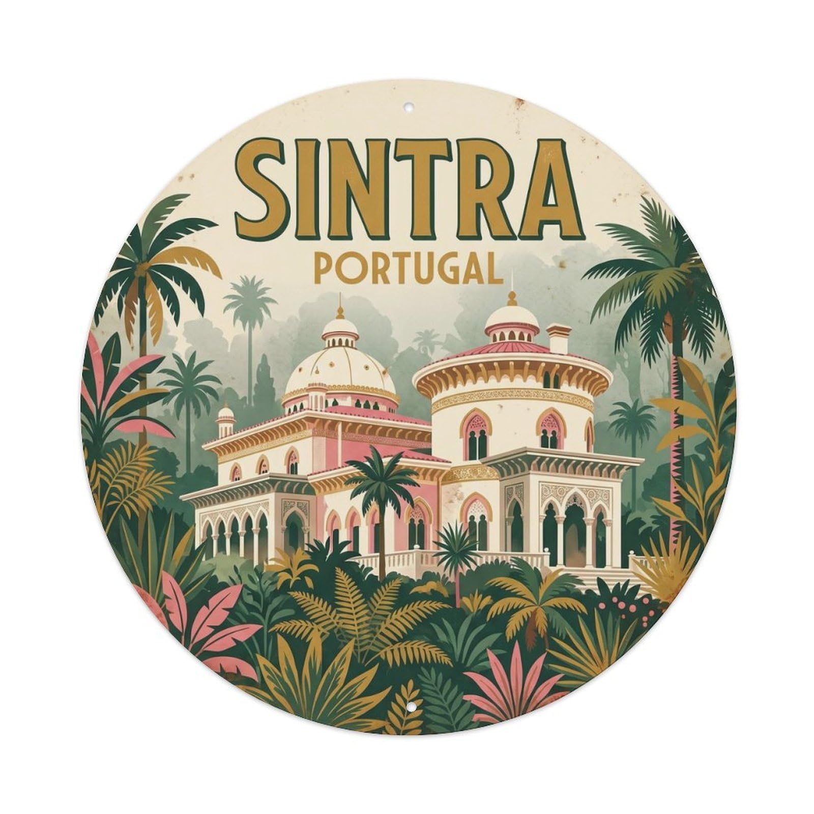 Olhnbad Style Portugal Sintra Monserrate Palace Portuguese Heritage Metal Tin Sign