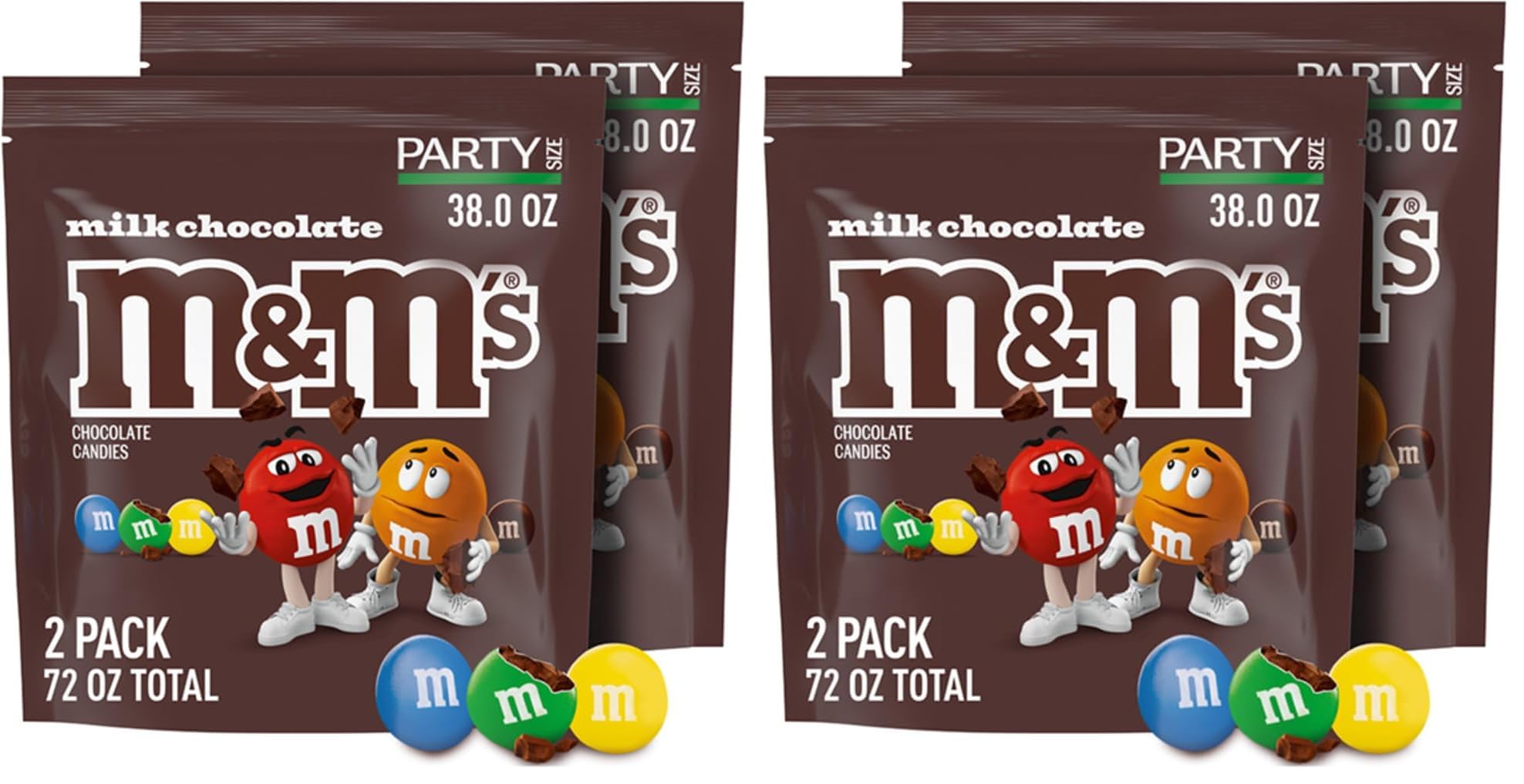Milk Chocolate Candy by M&M's – 38 Oz (Pack of 2), Pack of 4, Model 00040000556862