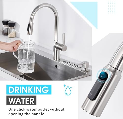 Miniatura 2 de CREA Grifo de cocina de 3 vías, grifo de agua potable, 3 en 1, purificador de filtro de agua con rociador extraíble, acero inoxidable de un solo