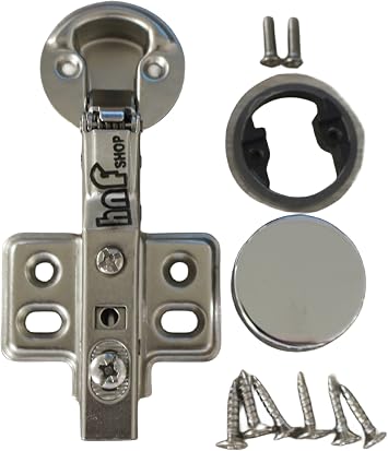 HK5517 Hydraulic Soft Close Hinge, Silver, 1 Inch/26 mm | Euro Insert Style, For Cabinet Glass Door