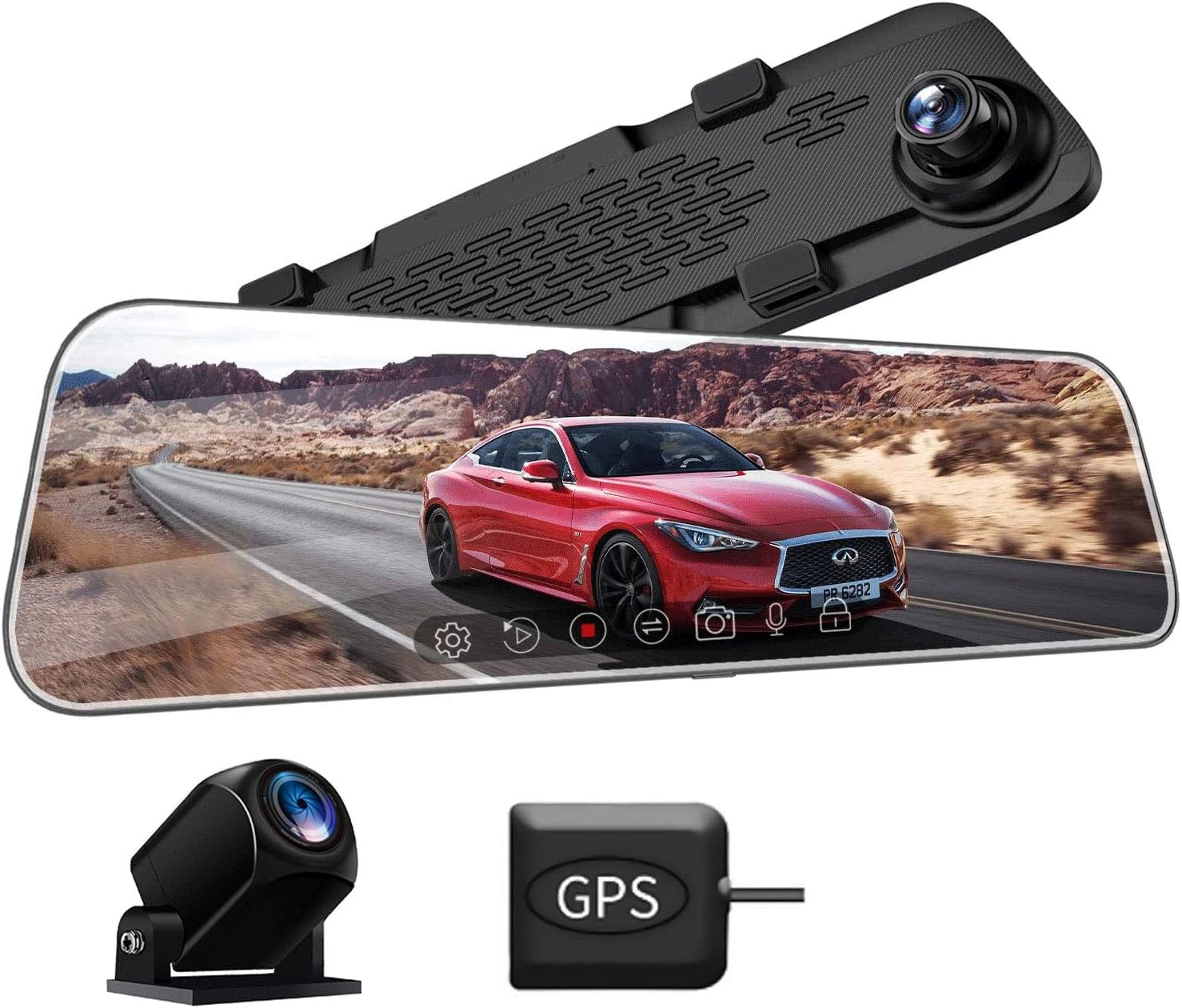 JOMISE V17 Dual 1080P Mirror Dash Cam with 12" IPS Full Touch Screen, Waterproof Backup Rear View Camera, Night Vision, Loop Recording, Sony IMX335 Sensor GPS Parking Assistance JOMISE V17 Dual 1080P Mirror Dash Cam with 12" IPS Full Touch Screen, Waterproof Backup Rear View Camera, Night Vision, Loop Recording, Sony IMX335 Sensor GPS Parking Assistance