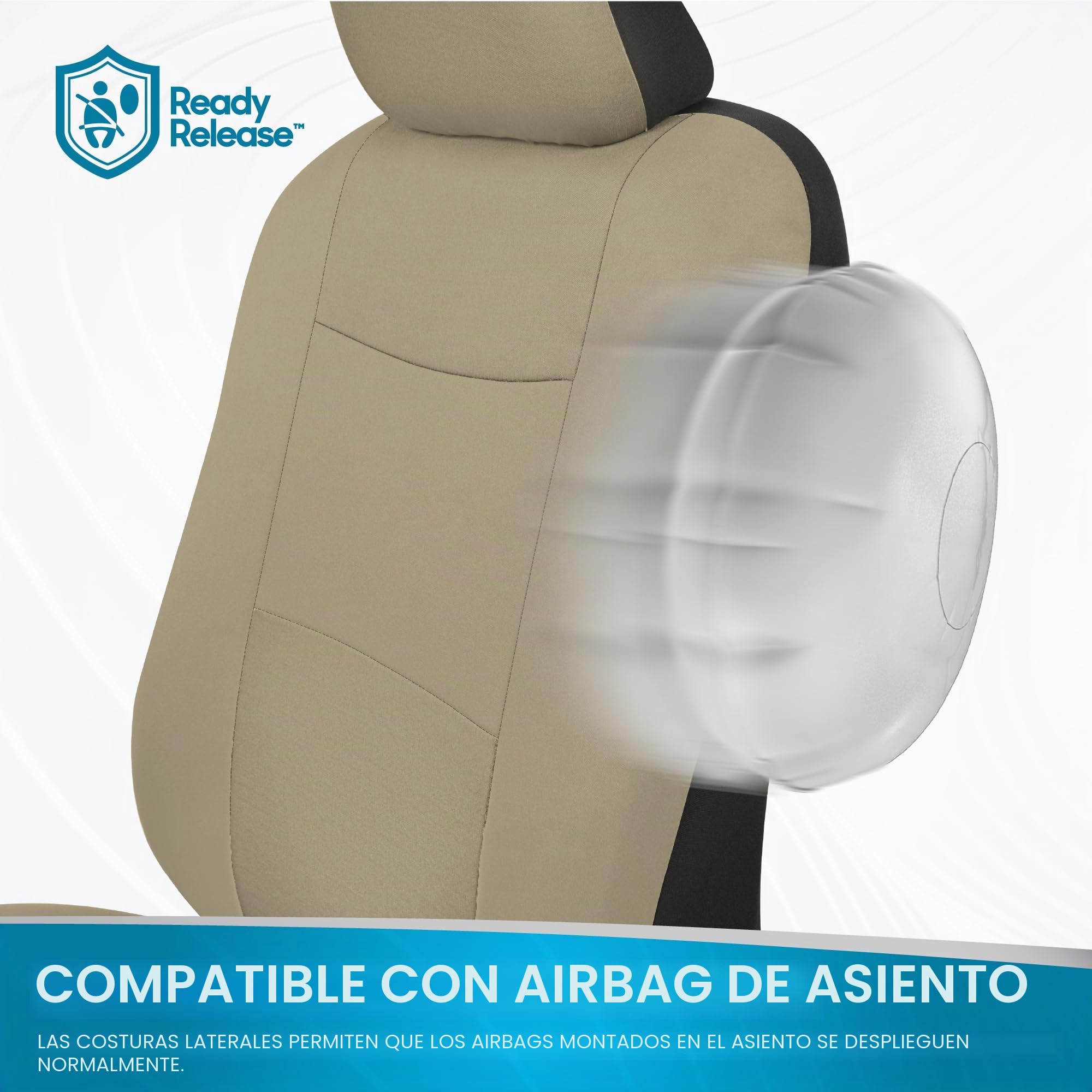 BDK PolyPro - Juego Completo de Fundas de Asiento de Coche en Color Beige sólido, Fundas de Asiento Delantero y Trasero Dividido para Coches, fácil de Instalar, Accesorios de Coche para automóviles,