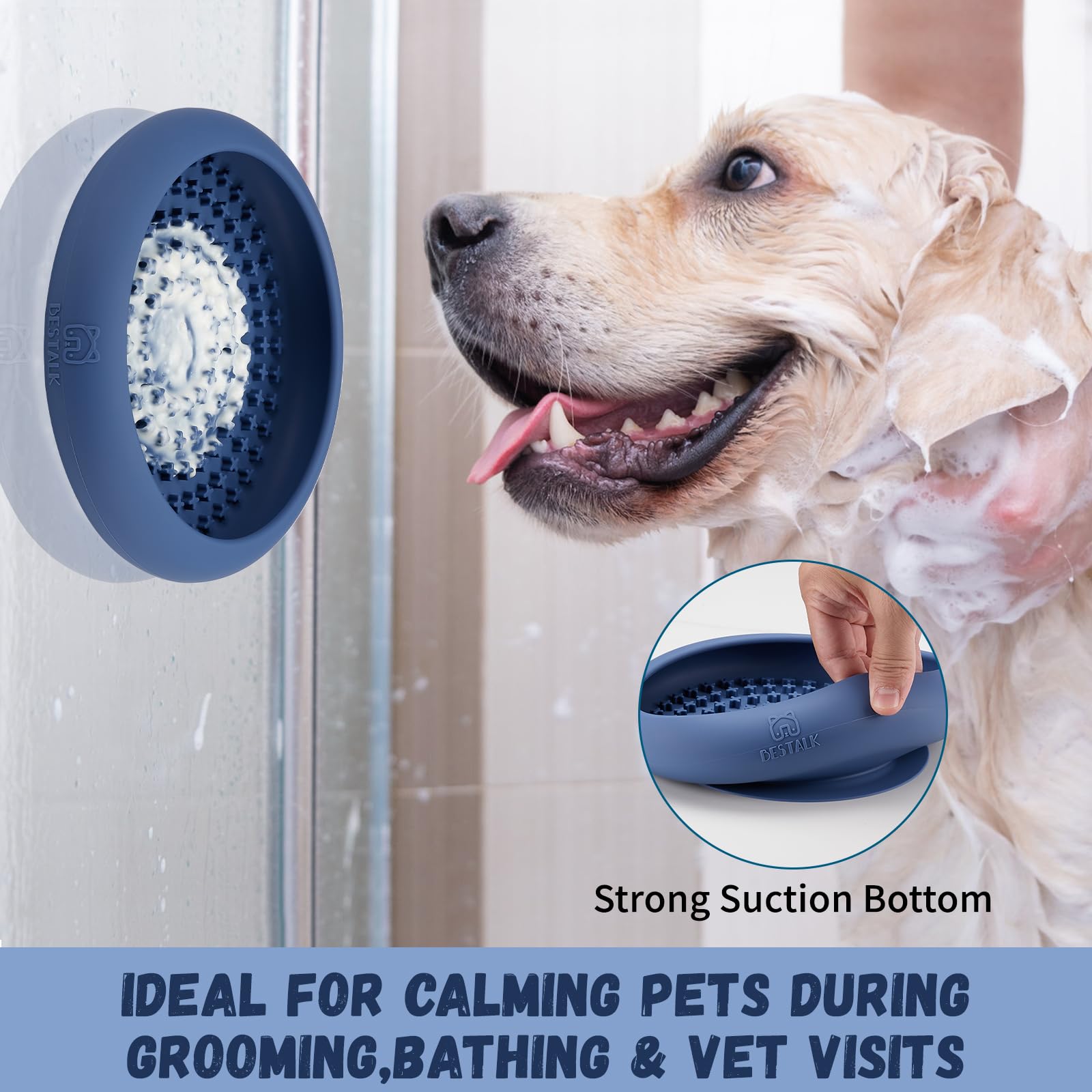 Gamelle à lécher pour chien - Soulage l'anxiété - Distributeur de friandises - Antidérapant - Silicone sans BPA - Passe au lave-vaisselle