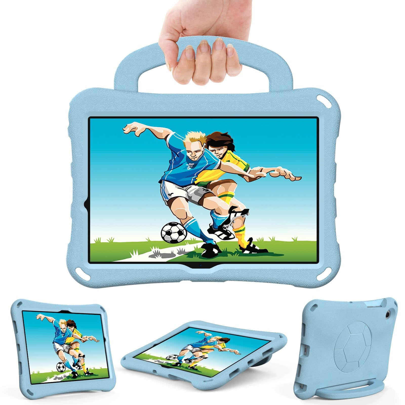 Coque Samsung Tab A8 antichoc et robuste avec béquille intégrée bleu clair - 7