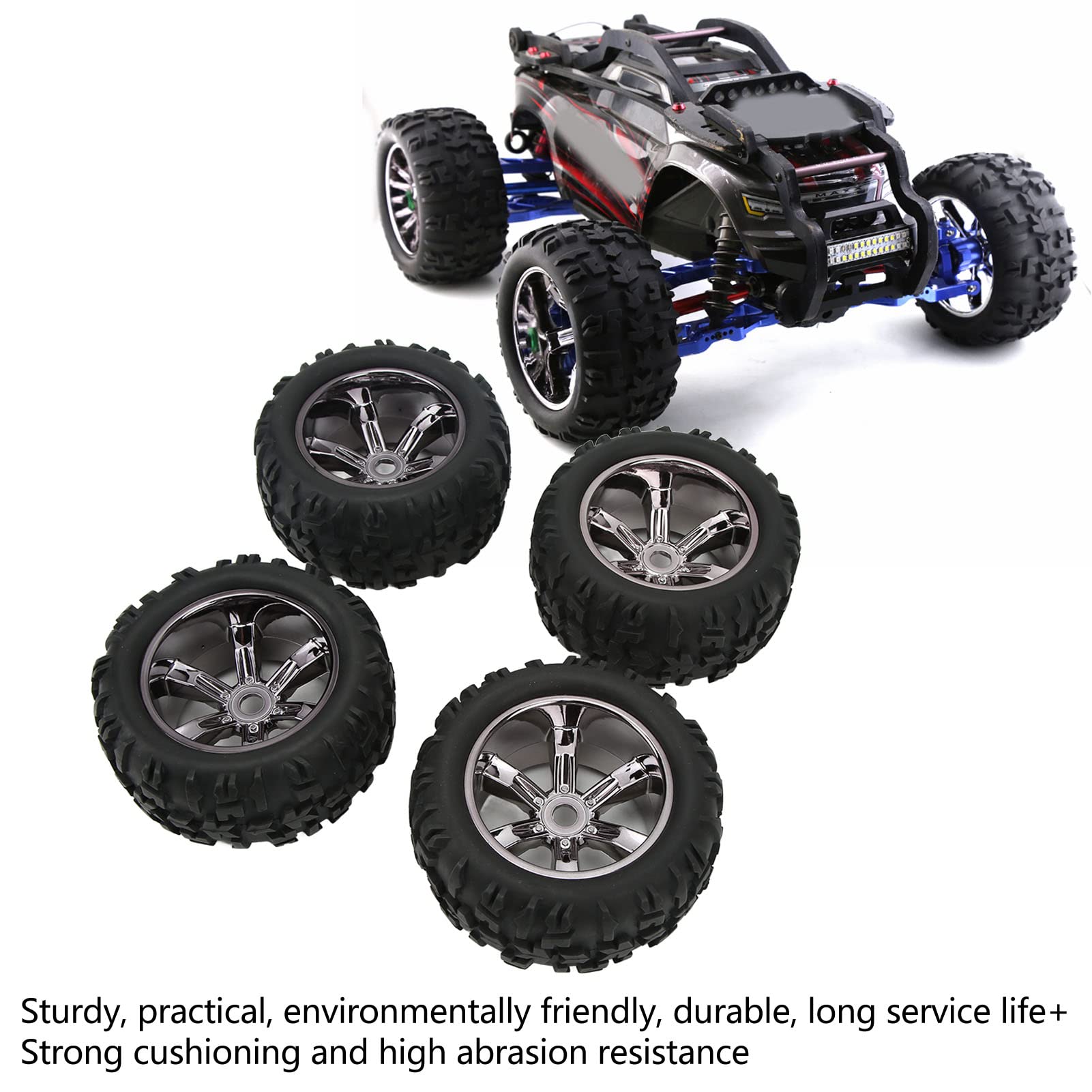 Lot de 4 pneus de voiture télécommandés résistants à l'usure en caoutchouc pour Maxx Arrma Kraton 1/8 1/10 RC Car (Noir