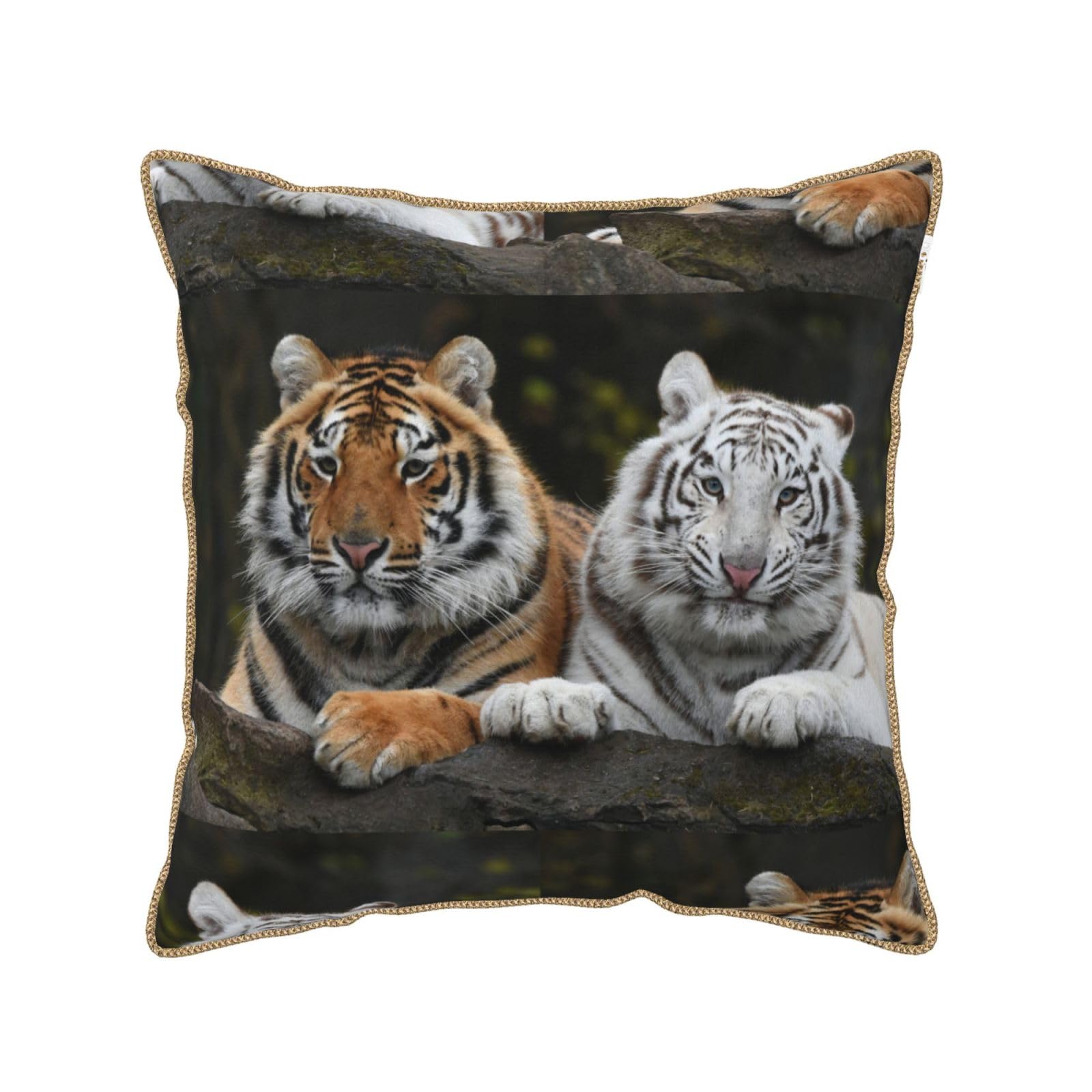 Housse de coussin en velours couple de tigre au design premium