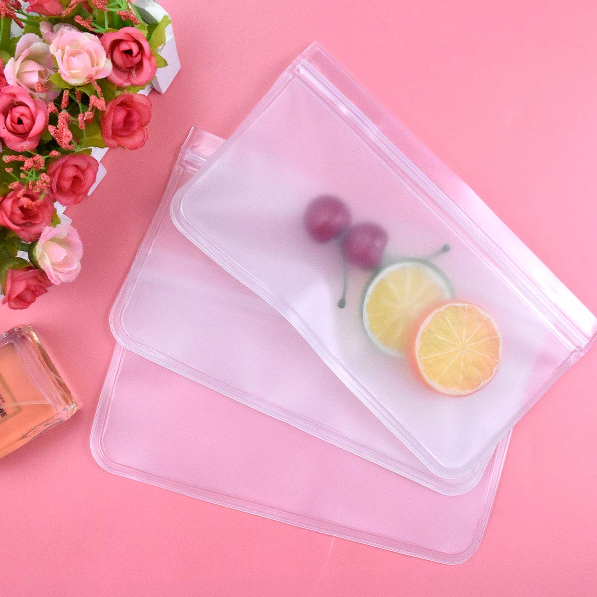 12 Sacchetti Per Alimenti In Silicone Riutilizzabili, Con Cerniera, Senza BPA, Per Frutta, Verdura E Congelatore (6 Grandi + 6 Medi) - 6