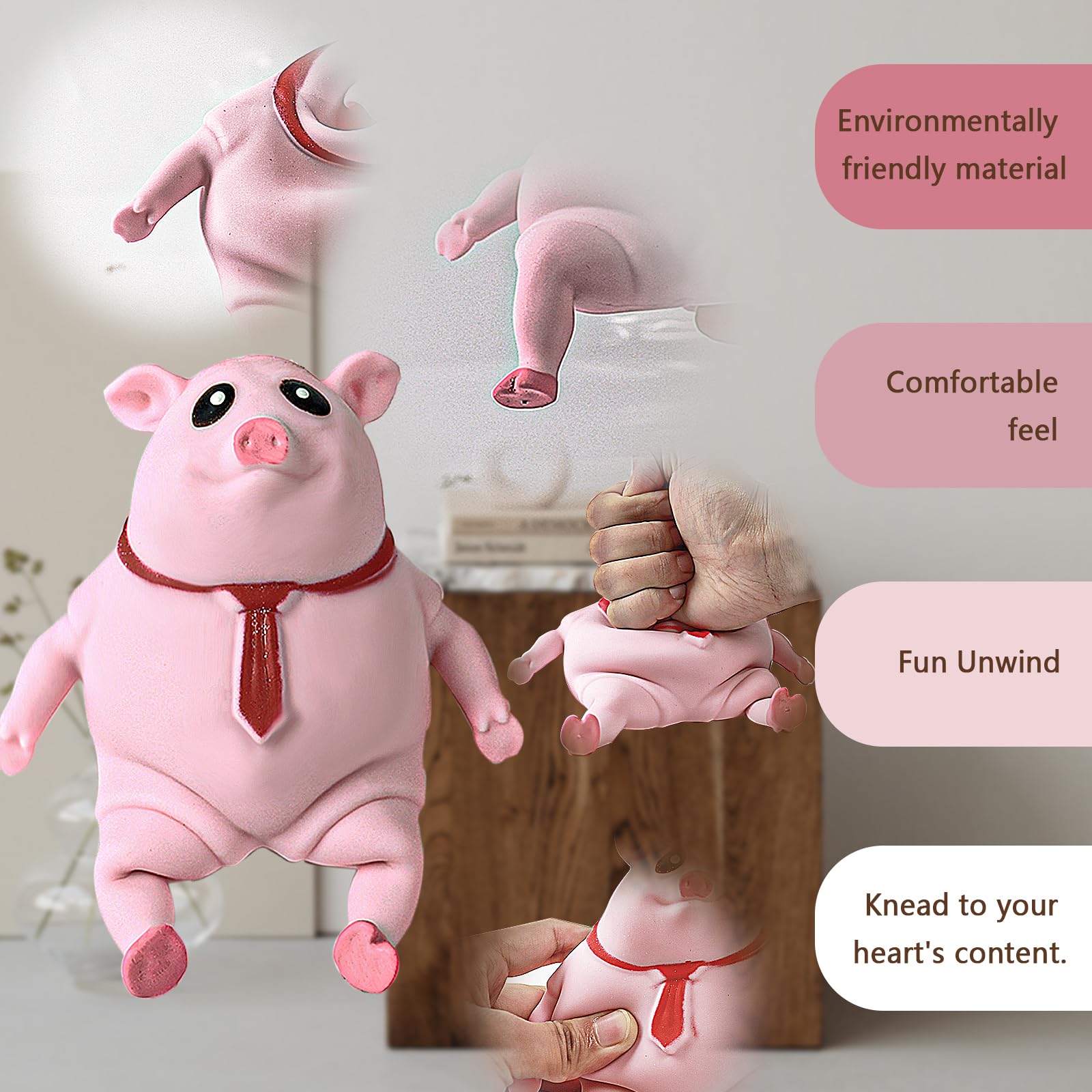 Stress Spielzeug Landrain 2 Stück Schweinchen Squeeze Toy, Anti, Squishy Anti Stress Schwein The Monkey