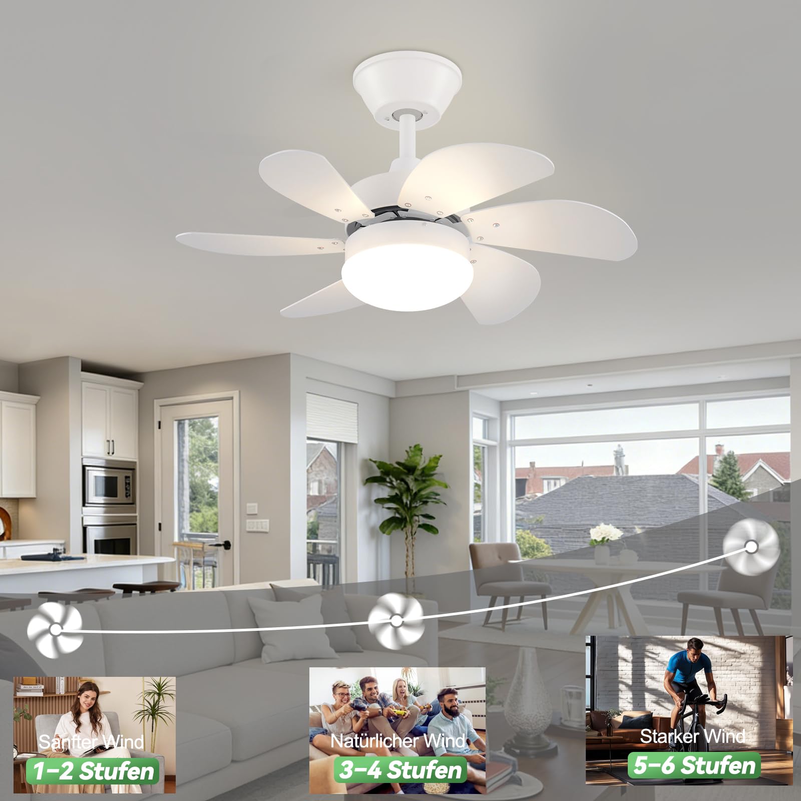 Handson plafondventilator Verona 75 cm met 6 bladen en verlichting kopen? | Ventilatoren