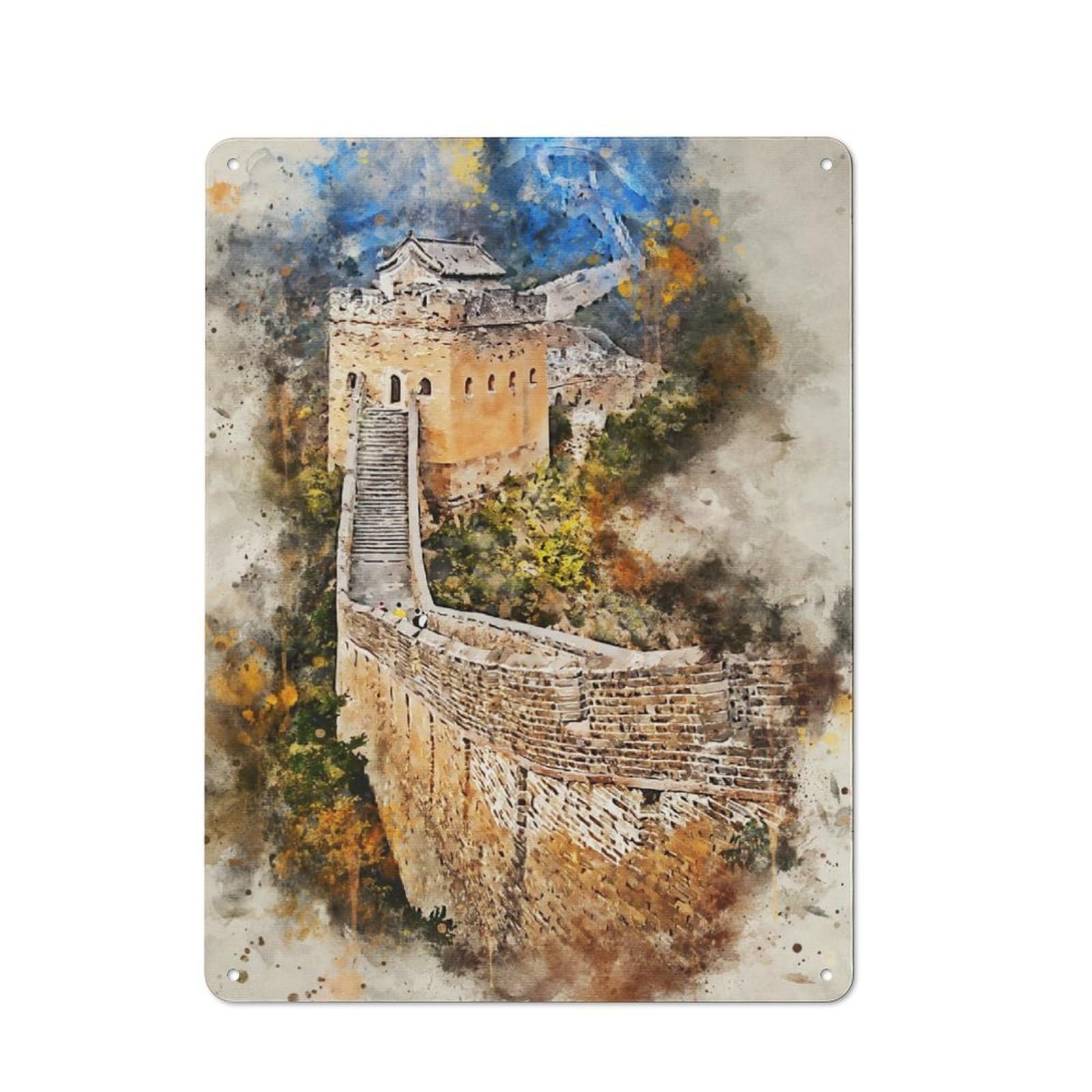 Junmoney China Wall In Watercolor Retro Metal Sign 40X30cm Featuring For Bar Or Restaurant, For Bar Decor Enthusiasts