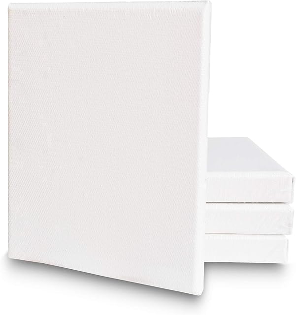 Amazon Brand  Eono Stretched Canvas 15cm x 10cm Set of 4 Blank 100% Cotton