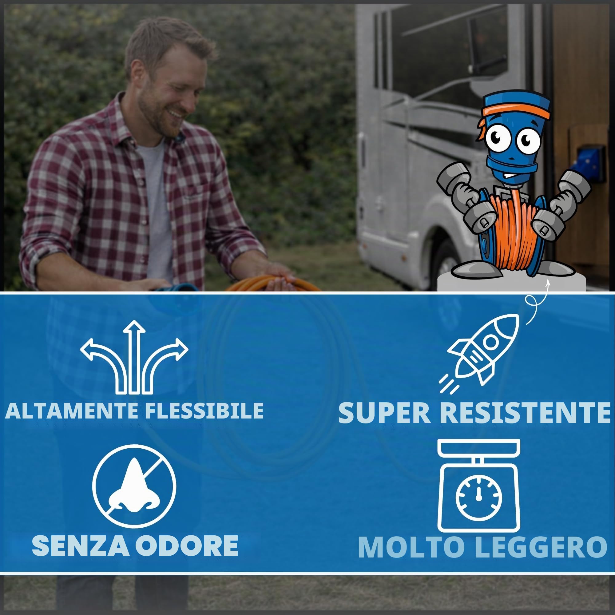 Prolunga CEE Kalle Blue Signal 2,5mm², linea premium completa, per industria, edilizia, barche, camper, campeggio, 10 metri