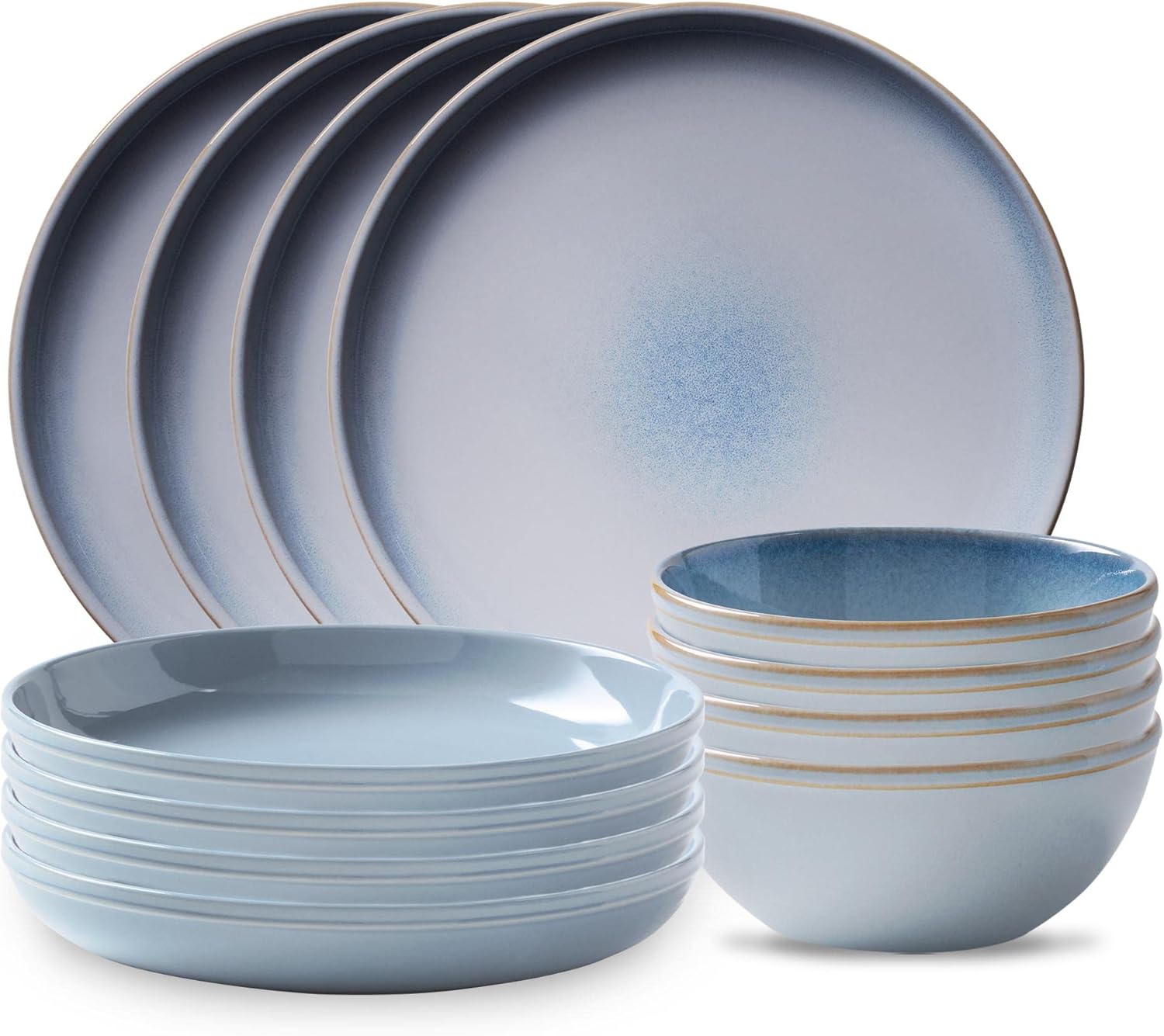 Corelle Stoneware 12-pc Dinnerware Set, Nordic Blue, Solid and Reactive Glazes, Service for 4 : Everything Else