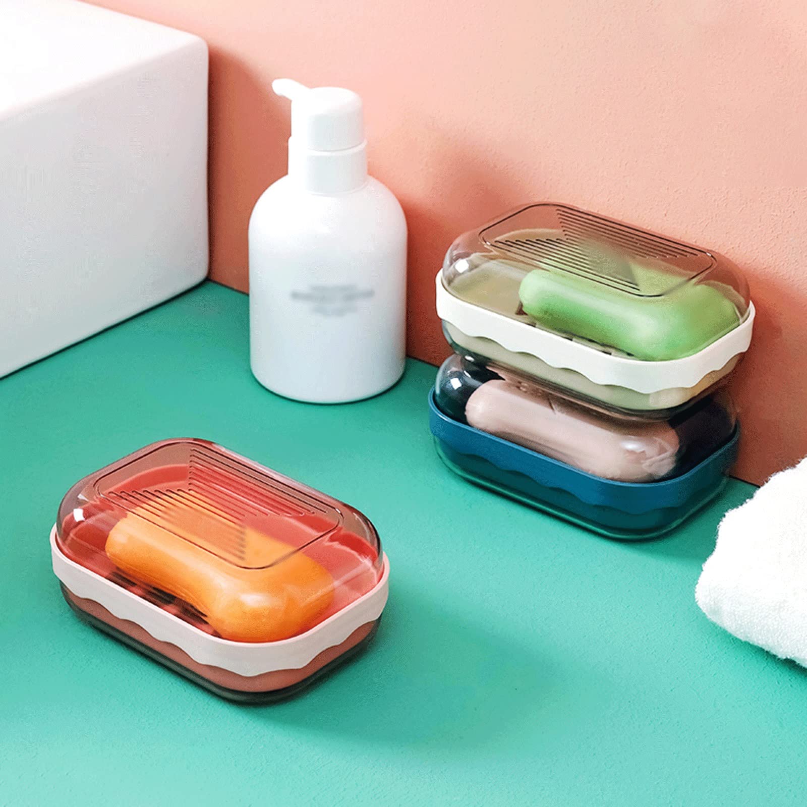 ポンジー透明石鹸化粧箱ヴィンテージ美品空箱　黄色 Amazon｜WpengpeFZH 石鹸ケース， 透明なプラスチック石鹸箱