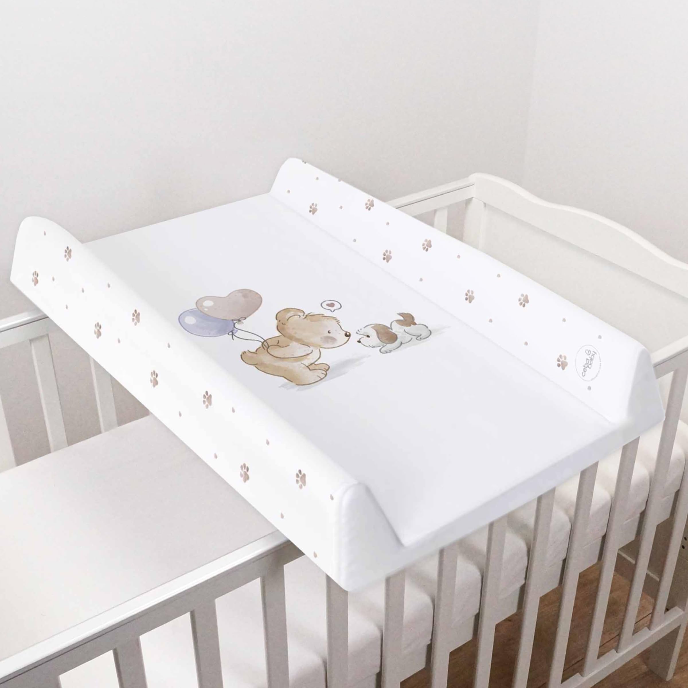 Ultra Light Baby Hard Base Changing Mat/Top Changer 70x50 cm fits 120x60 cm Cot Newborn Baby Waterproof Changing Mat with Raised Edges Lightweight 1.2 kg (Friends Forever)