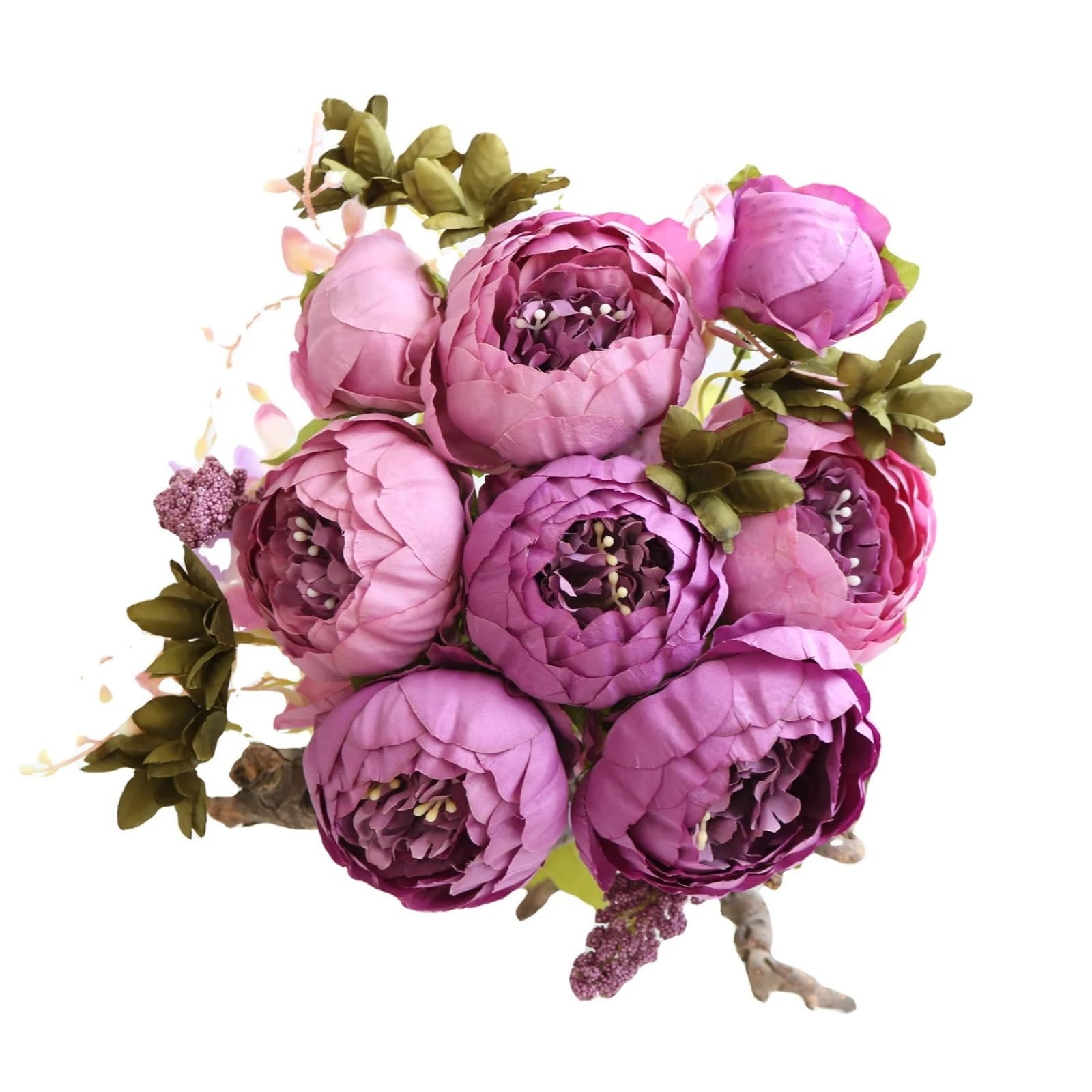 LuoAXINN Artificial Flower Branches 1/3/5pcs Artificial Peony Flowers Silk Fake Wedding DIY Bouquet(Purple,5pcs)