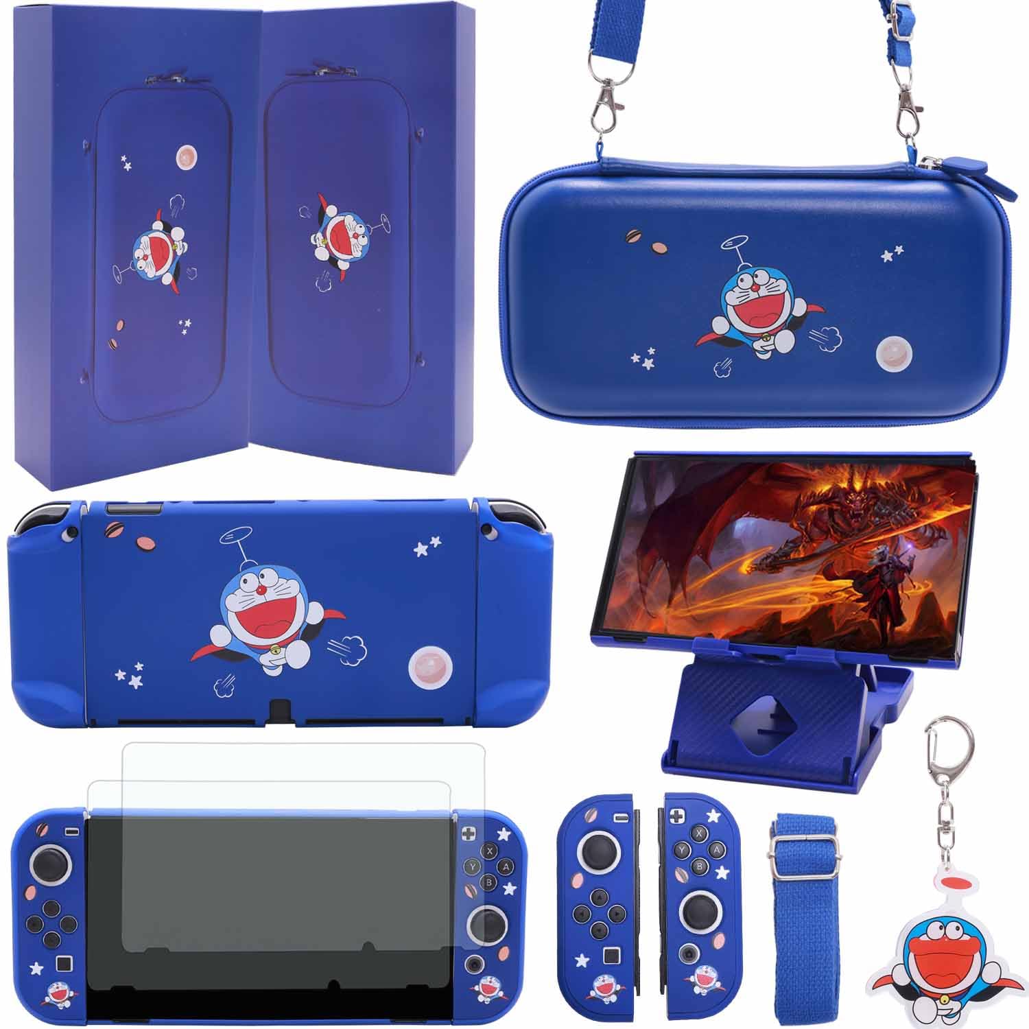 GUTIAL Accessories Bundle for Nintendo Switch OLED - Purple Girly Accessories Kit for Nintendo Switch Oled with Carry Case Screen Protector Cover Case kawaii Stand Cute Thumb Grips for Girls - Purple