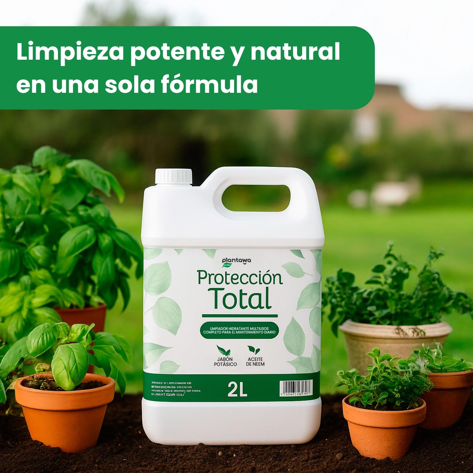 PLANTAWA Protection totale 2L | Savon potassique et huile de neem | Entretien quotidien | Application facile avec pulvérisateur ou arrosoir | Utilisation en intérieur et en extérieur