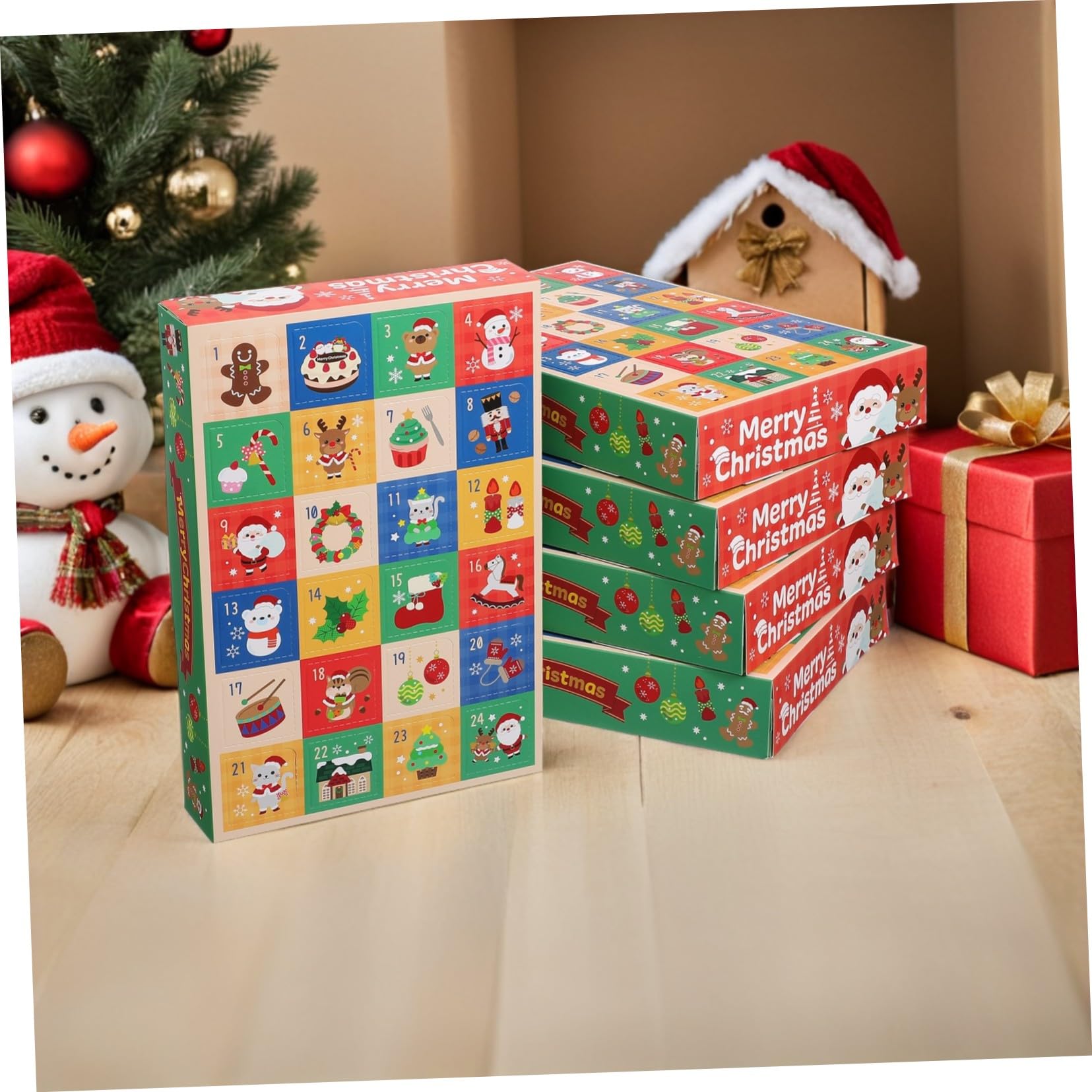 Alipis 15 Stück Adventskalender Boxen aus Papier mit 24 Fächern zum Befüllen für Weihnachtsdeko Interaktiver Countdown Kalender für Weihnachtsfeiern und Selbstgemacht Geschenkspaß