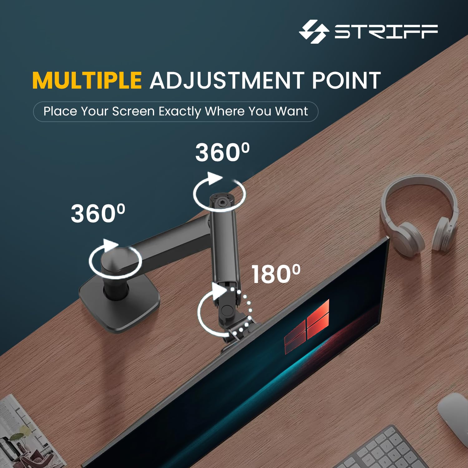 STRIFF Monitor Stand - Full Motion & Height Adjustable -5