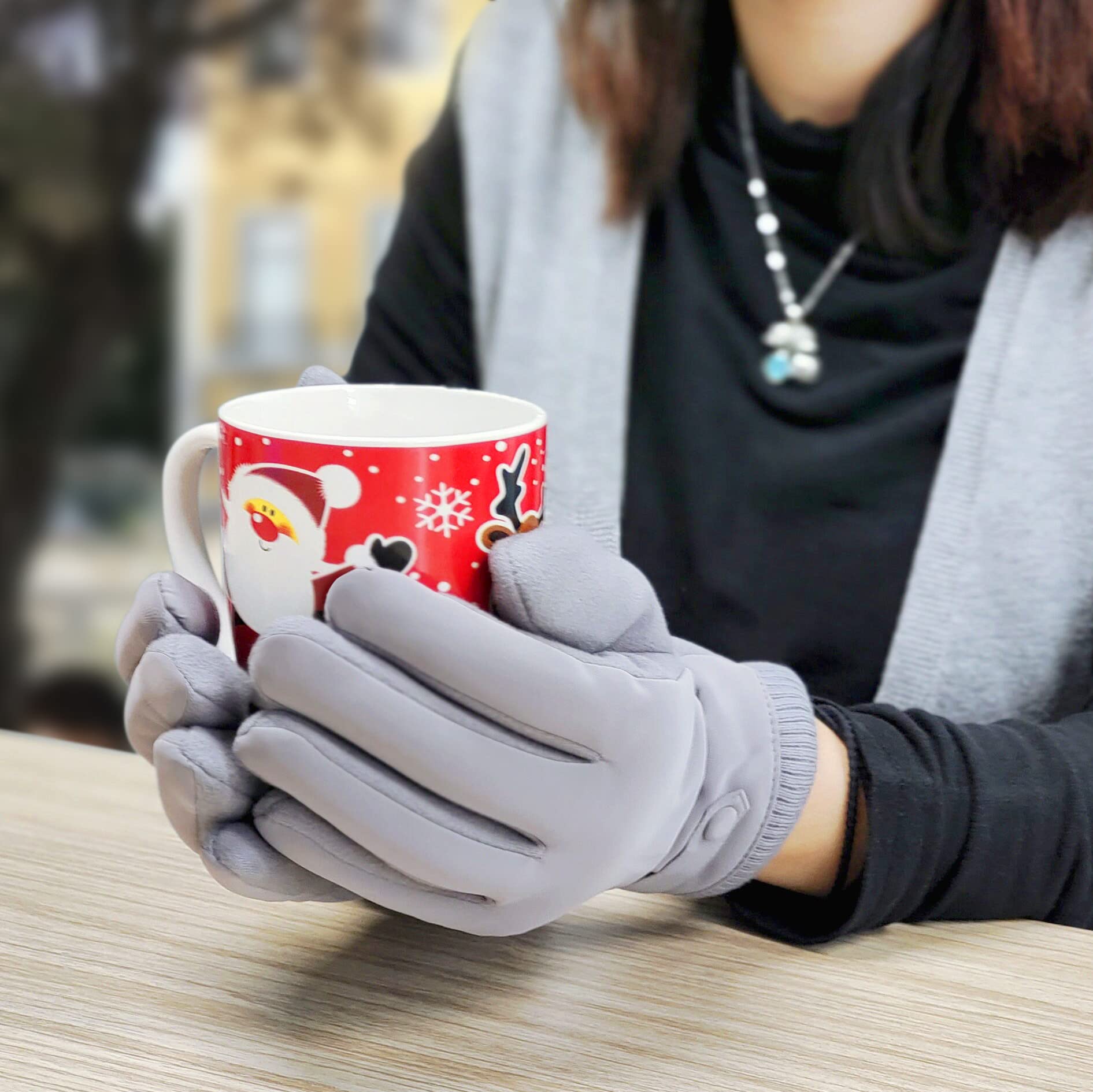 Guantes térmicos para mujer, guantes de ciclismo de invierno y exteriores, forro polar cálido en los guantes de correr con función táctil