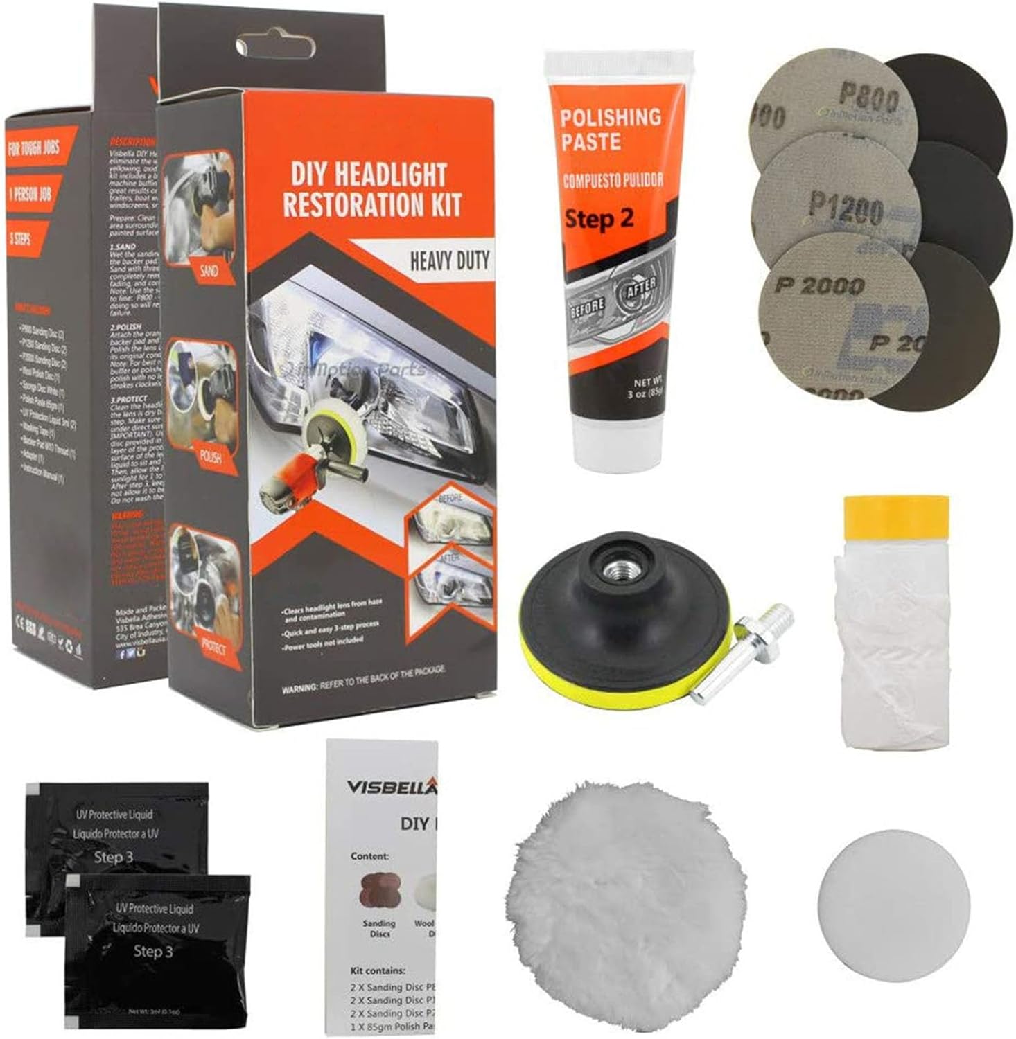 Headlight Restoration Kit, Car Headlight Restorer Kit, Restore & Repair