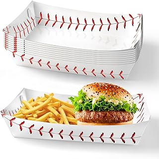 50 Pack Baseball Party Supplies Food Serving Tray Disposable Plates Food Trays baseball Snack Tray Boxes Birthday Decorations.