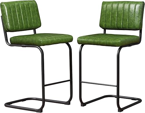 Fat Ant Juego de 2 taburetes de bar de altura de mostrador, modernos taburetes de bar de piel sintética, taburetes de cocina tapizados sin brazos de