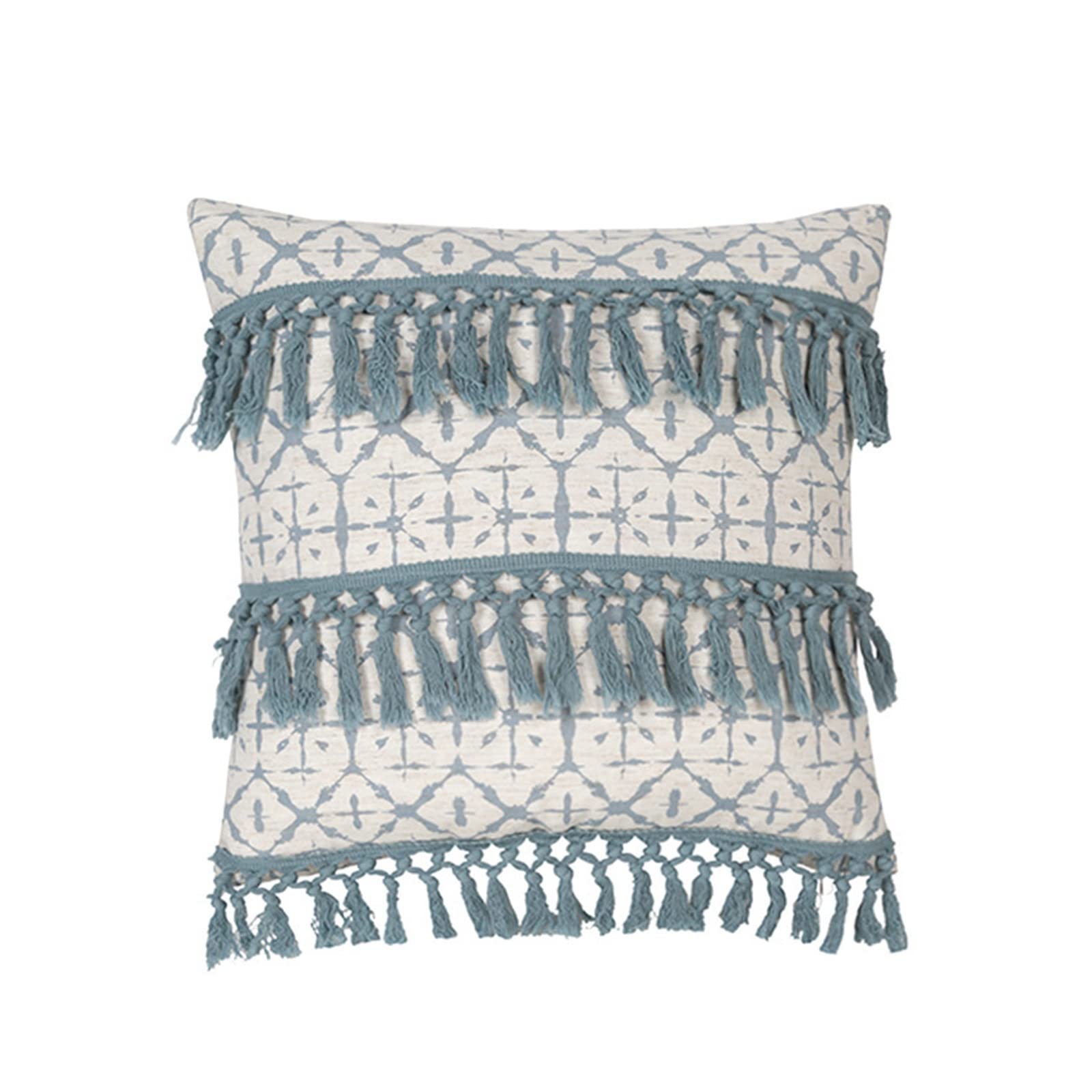 Housse de coussin tuftée en coton tissé avec glands de qualité supérieure
