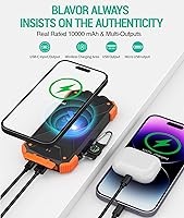 Vista 5 de Blavor - Paquete de batería externa solar, cargador inalámbrico Qi de 10,000 mAh, entrada y salida tipo C, linterna doble superbrillante, brújula