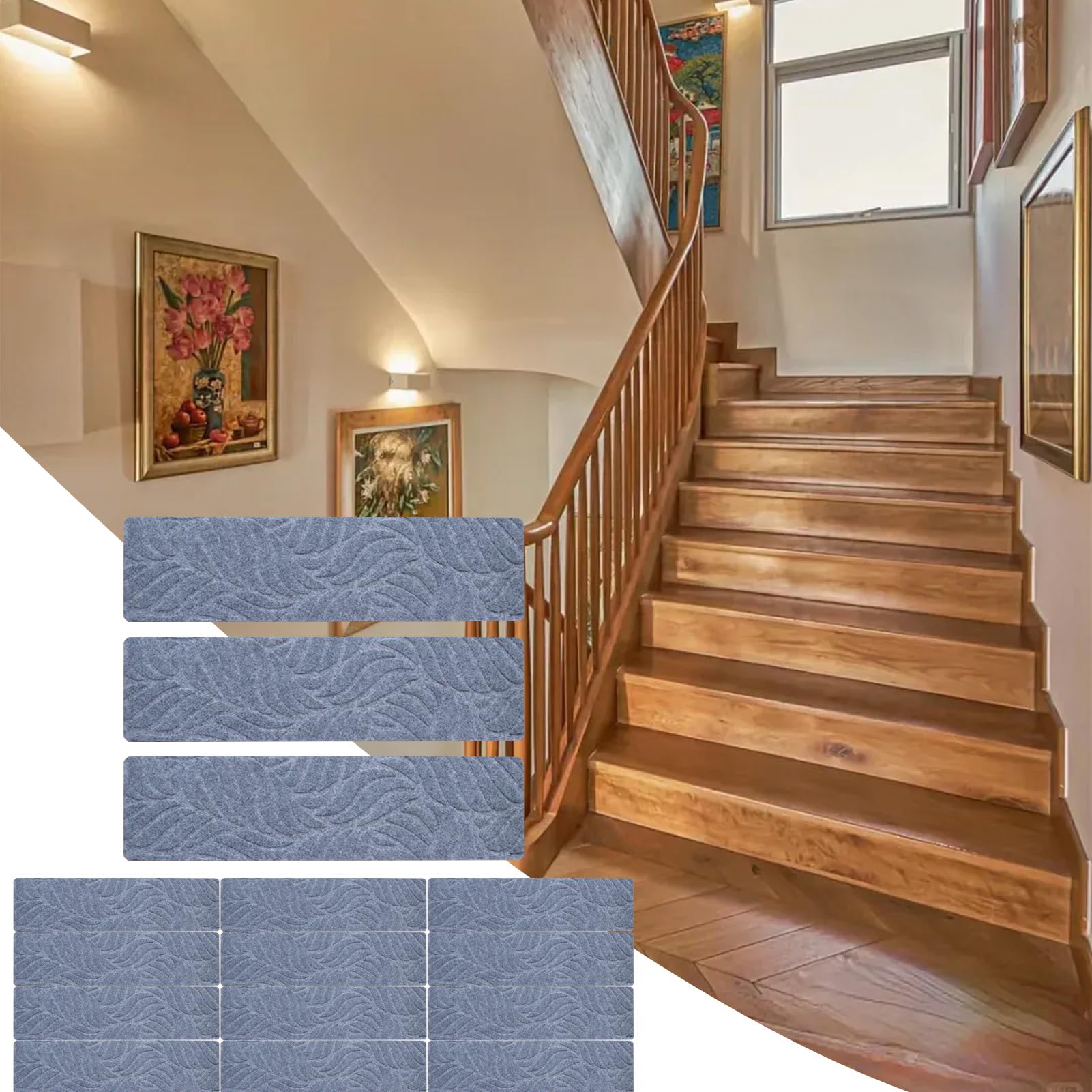 Tappetini Antiscivolo Scale Tappeto Antiscivolo Sicuro Adesivo | 15 Pezzi Di Tappetini Morbidi Antiscivolo Runner Per Scale Ideale Per Anziani Animali Cani Garage Patio Casa