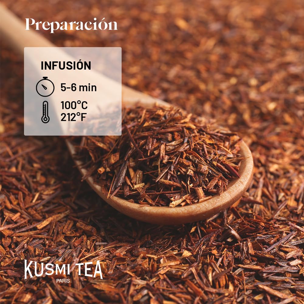 Kusmi Tea Rooibos Vainilla Té Rojo Orgánico Infusión de Rooibos sin Teína 2x20 Bolsitas