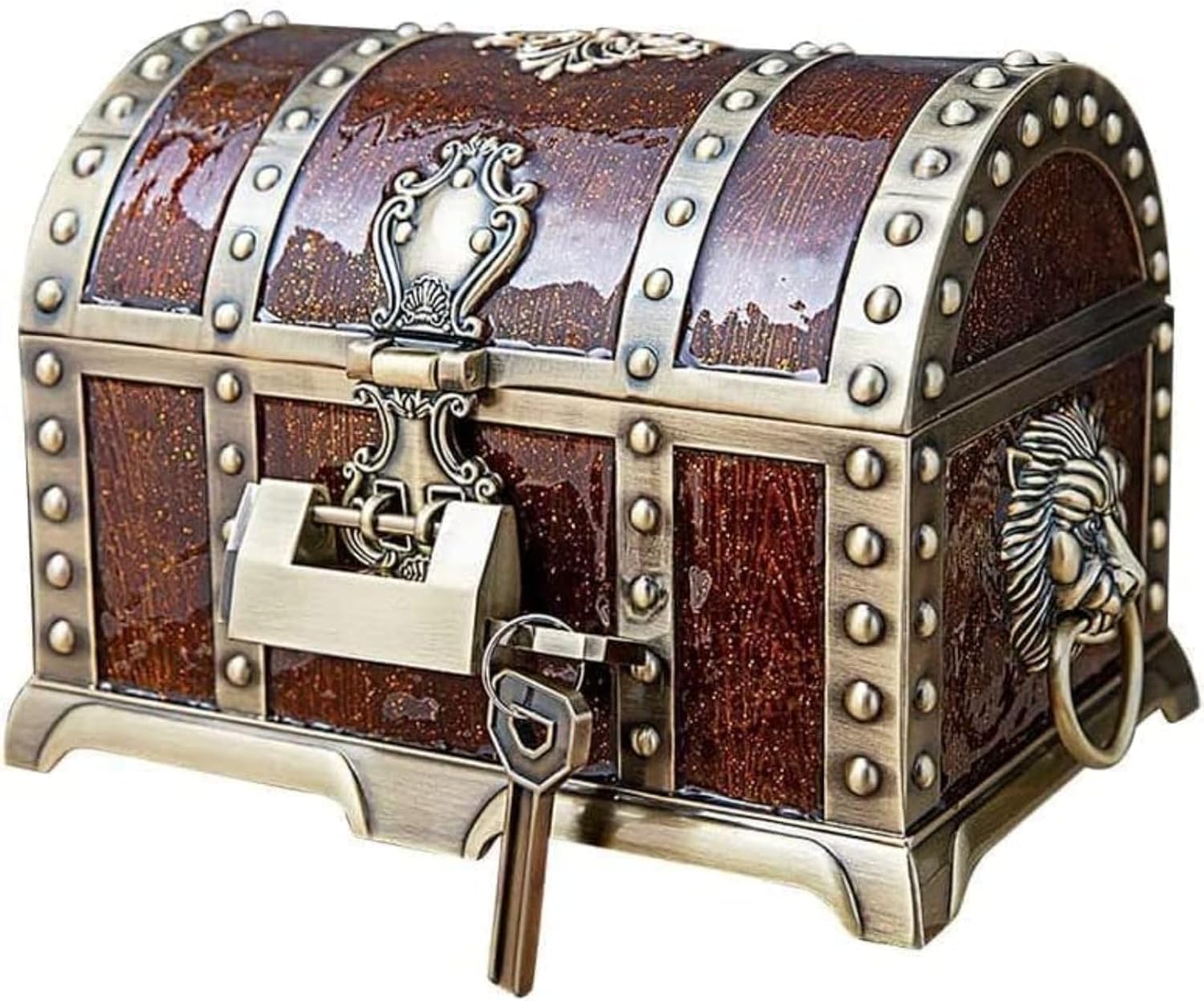 アンティーク宝箱 鍵2個付き 収納ボックス 海賊風 小物収納 (A) [並行