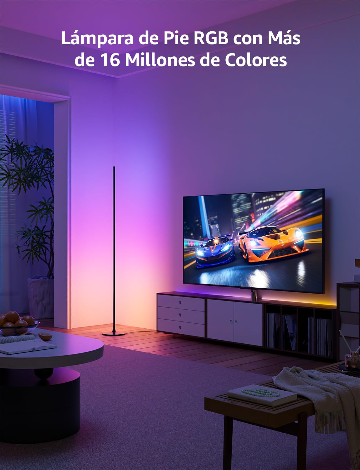 Lepro OE1 AI Lámpara de Pie Inteligente, Control de Voz, Sincronización Música, Fonciona con Alexa y Google Home, Diseñador de Iluminación AI Personalizado, Luz Pie Ambiental para Dormitorio, Sala