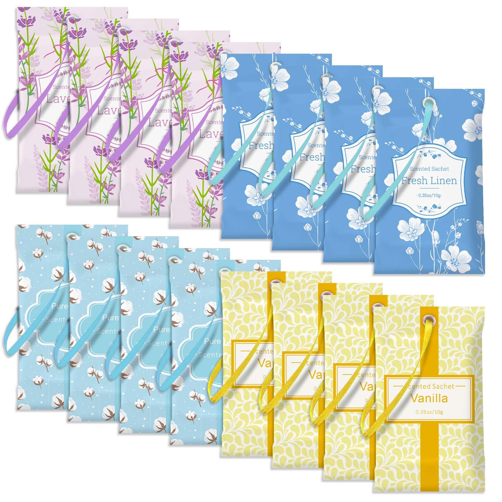 SCENTORINI Scented Sachets for Drawers and Closets, 16 Assorted Pack