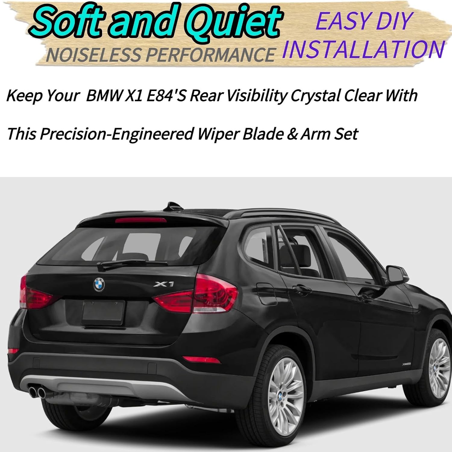 Rear Wiper Blade & Arm Replacement for BMW X1 E84 2012-2015 2014 2013 - OEM Fit for sDrive28i xDrive28i xDrive35i Models - All-Season Rear Back Windshield Wiper Blade Set