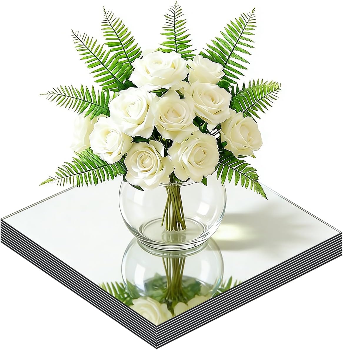 10Pack Square Mirror Centerpieces for Table, 12“ Mirrors for Centerpieces, 2mm, Acrylic Mirror Plates, Mirror Tray, for Wedding Table, Party Decorations, Candle Plate Set, Craft, New Year Decorations