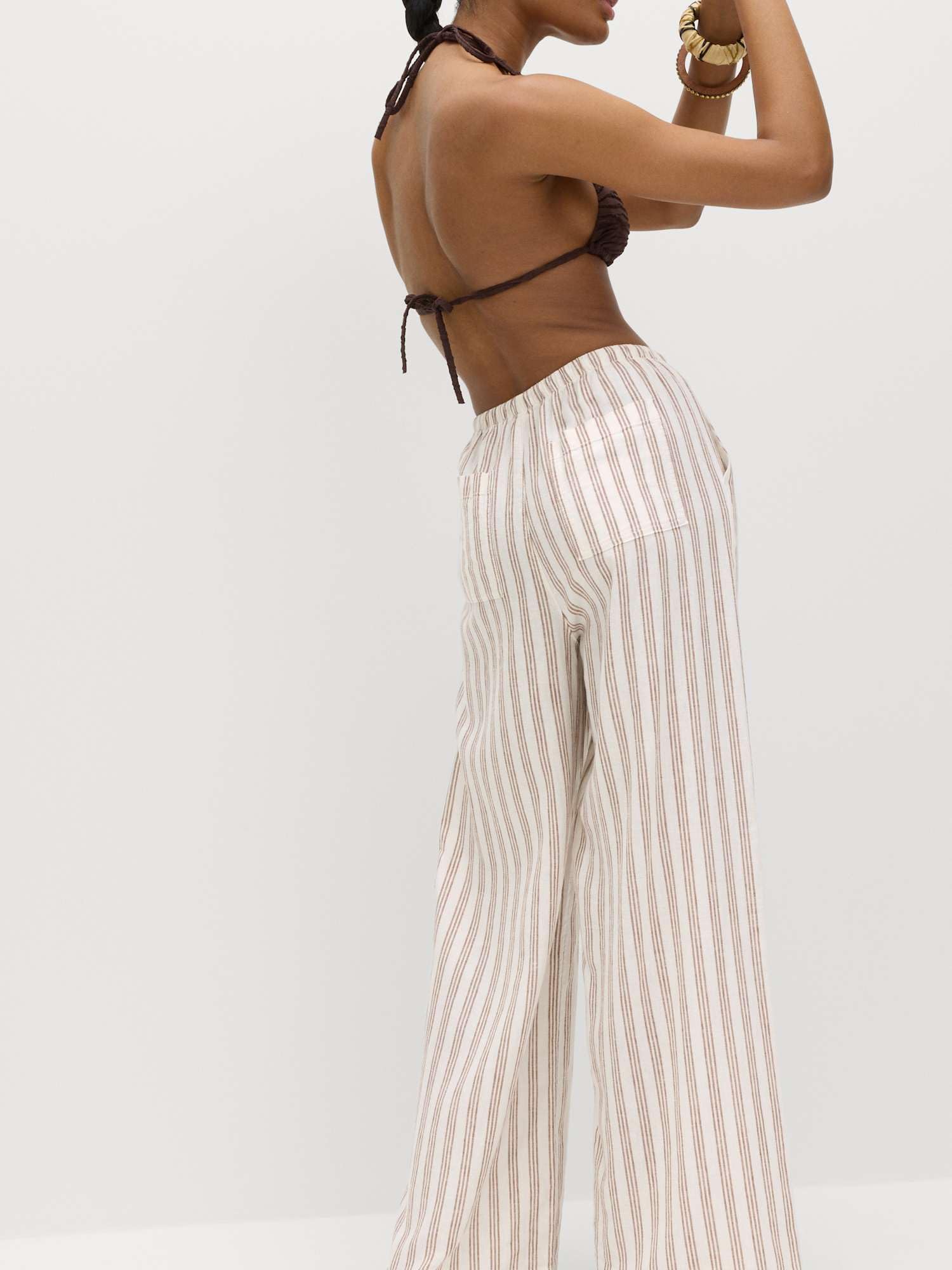 Marks & Spencer Damen Leinen Hose Regular | Mit mittlerem Bund, Beinform: Weites Bein, Waschung: Mittelblau, Zum Reinschlüpfen, Leicht