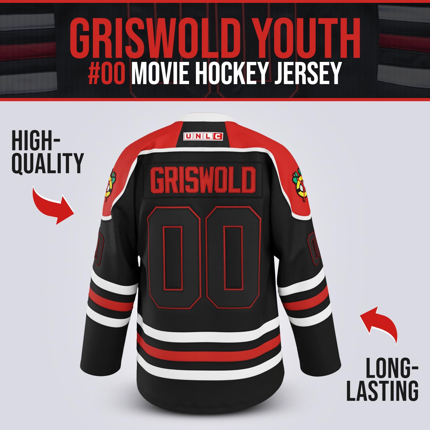 Griswold #00 Movie Hockey Trikots Genähte Buchstaben und Zahlen Schwarz