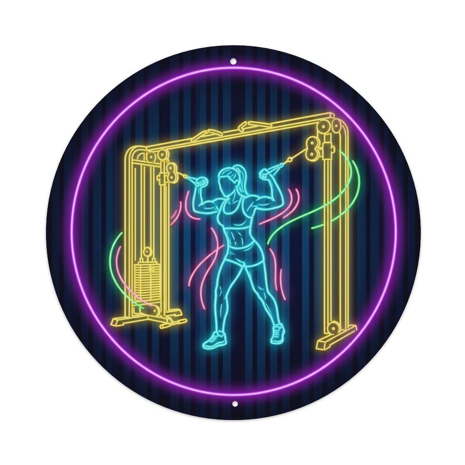 Vintage Faux Neon Gym Retro Bodybuilding Training Metal Tin Sign