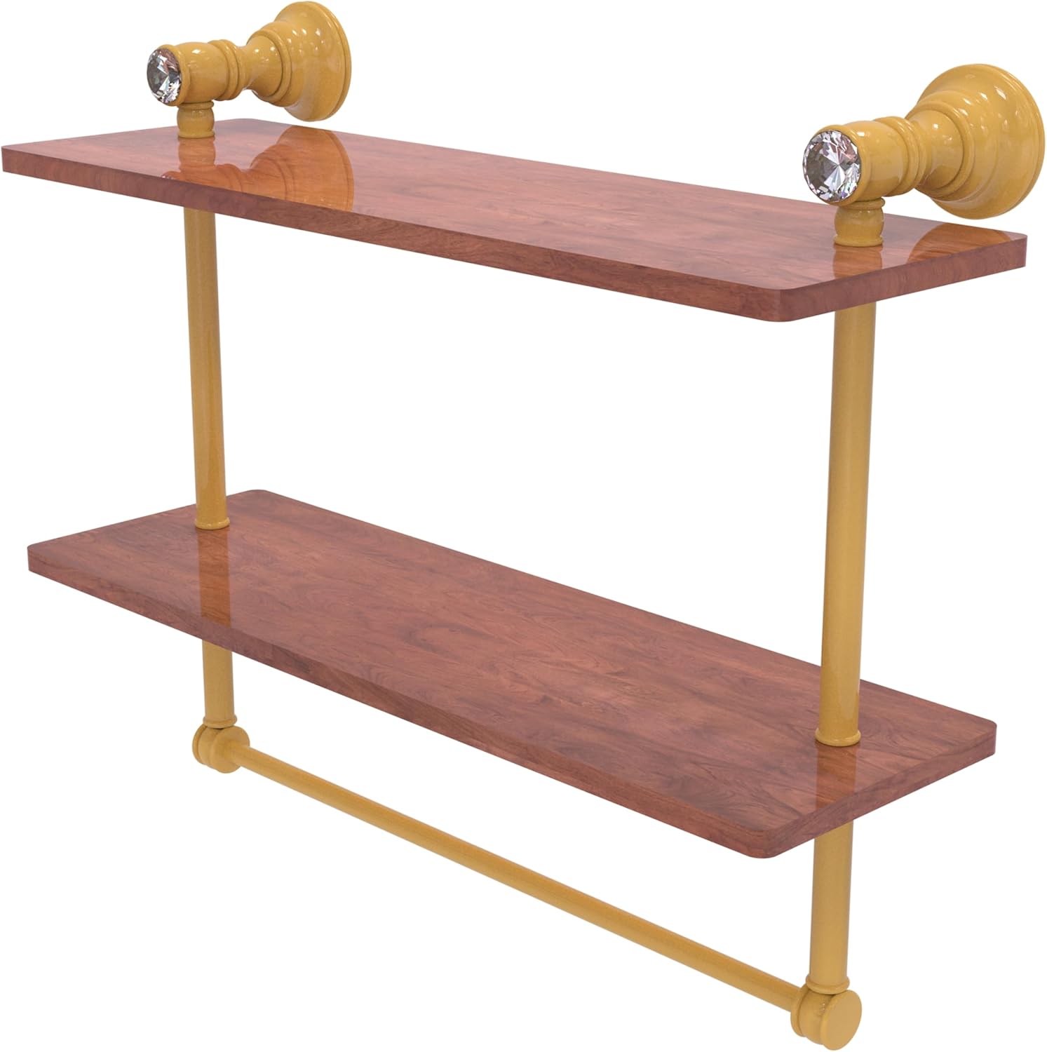 Allied Brass CC-2-22-TB-IRW-ASP Carolina Crystal Collection 22 Inch Double Wood Vanity Shelf with Integrated Towel Bar, Autumn Sparkle