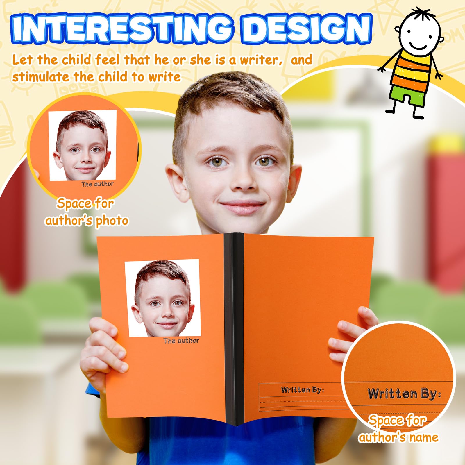 Henoyso 48 quaderni per composizione primaria K-2 Bulk 9. 190,5 x 7. Diario da 127 cm, diario di scrittura da 60 pagine per bambini, a righe a 3 righe, per scuola materna, forniture per pratica di