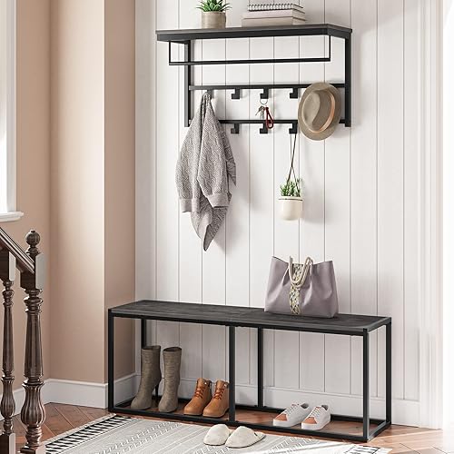 Miniatura 4 de HOOBRO Banco de comedor, banco de mesa de 47.2 pulgadas, banco de cocina de estilo industrial, marco de acero, fácil de montar, para cocina,