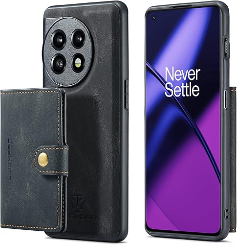 Miniatura 8 de Hongxinyu Funda para OnePlus 11 5G, funda magnética desmontable básica, cartera, tarjeta, ranura para efectivo, función atril compatible con OnePlus