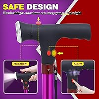 Vista 2 de BigAlex Folding Walking Cane with Led Light for Elderly Solid Quad Base Lightweight Adjustable Walking Stick with Comfortable Handle for Man/Woman