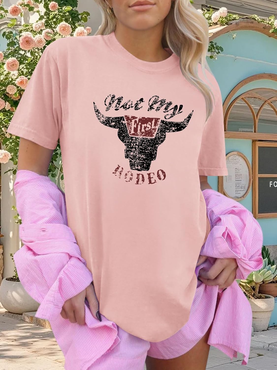 Cowgirl Shirts for Women Oversized Western Country Music Concert T-Shirts Vintage Cowboy Short Sleeve Tee Tops - Image 3