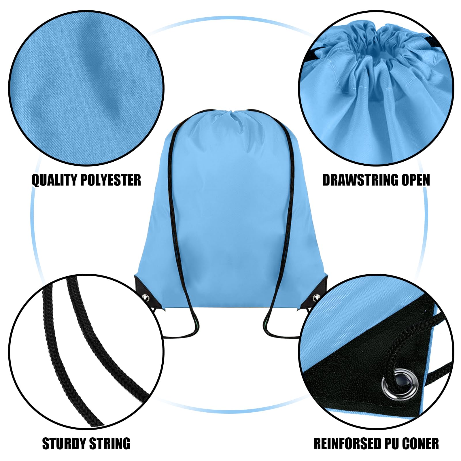 Grneric 20Color Drawstring Backpack Bulk Cinch Sackpack Ployster Drawstring Bags for Gym Party Trip